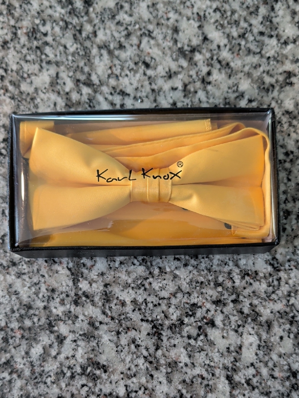 Bright Yellow Bow Tie and Pocket Square Set